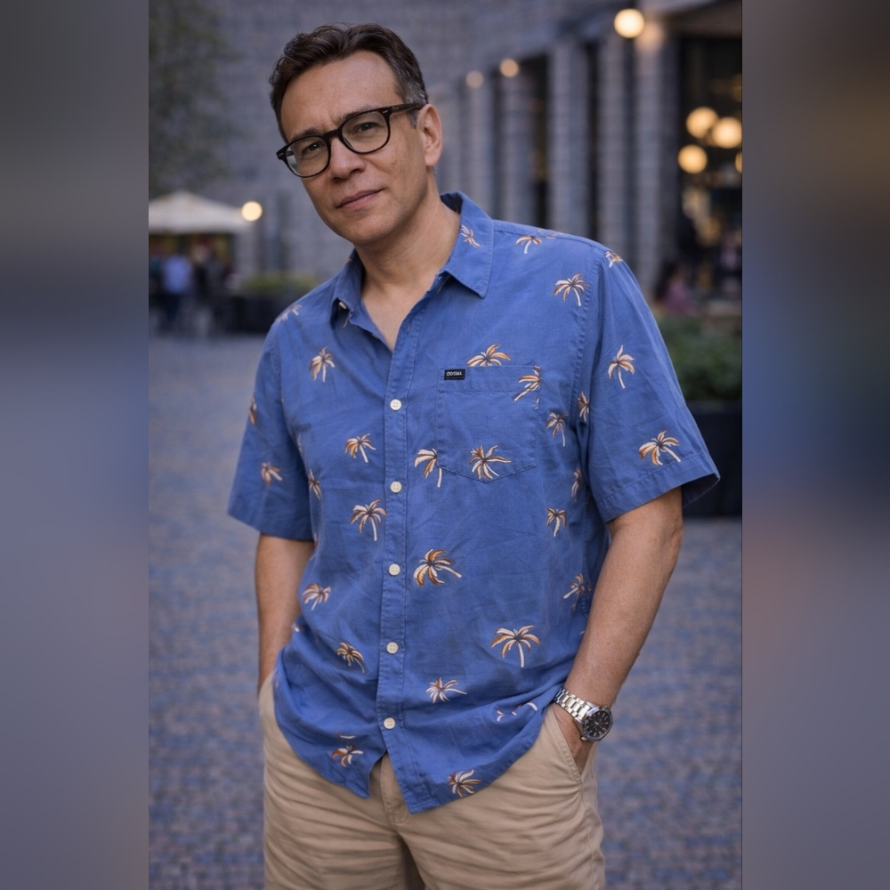 O’Neill Palm Print Button-Up Shirt XXL Resort Wear Blue